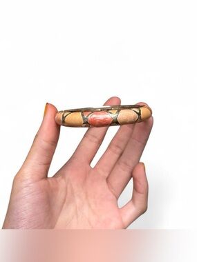 Vintage Pink & Silver Mosaic Snap Closure Bracelet
